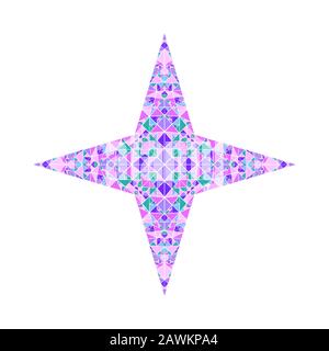 Bunt isoliertes polygonales Sternpolygon mit Dreiecksschmuck - abstraktes geometrisches ornamentales Vektorelement aus Mosaikdreiecken Stock Vektor