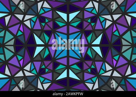 Hintergrund mit geometrisch runden Mosaikmustern - farbenfrohes psychedelisch abstraktes Vektorgrafikdesign aus Dreiecken Stock Vektor