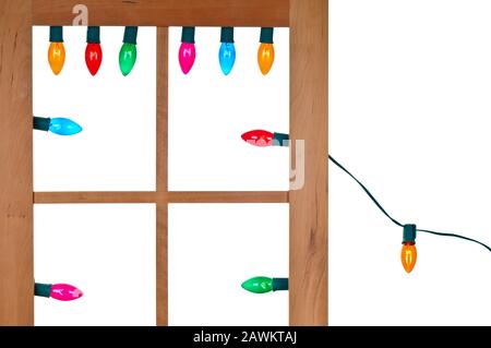 Weihnachtsbeleuchtung im Fenster Stockfoto
