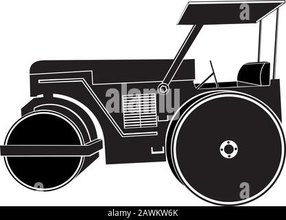 Roller verdichteter Silhouettenvektor aus Beton Stock Vektor