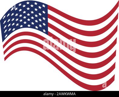 Nationalflaggen der Vereinigten Staaten von Amerika winken. Offizielle Farben und Anteil der Flagge der USA.Vector Illustration Stock Vektor