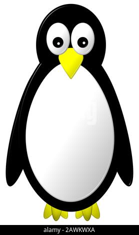 Penguin Cartoon Style süße Figur 3D-Illustration auf einem isolierten weißen Hintergrund Stockfoto