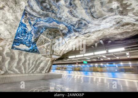 Die Tekniska Högskolan Station der Stockholmer Tunnelbana Stockfoto