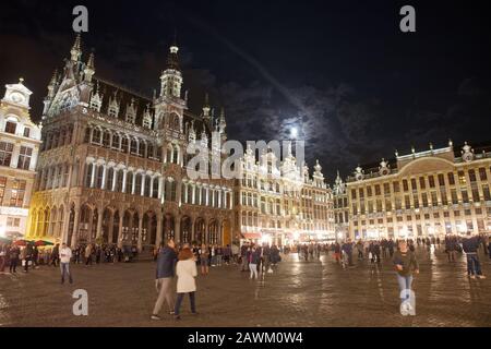 Brüssel, Belgien - November 2019: Hauptplatz des Grand Place in der Nacht Stockfoto