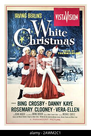 WHITE CHRISTMAS BING CROSBY Vintage Movie Poster für Irving Berlins White Christmas (1954) mit Bing Crosby, Danny Kaye, Rosemary Clooney, Vera-Ellen, Dean Jagger, Mary Wickes, John Brascia, Anne Whitfield, Bea Allen, Regie: Michael Curtiz Stockfoto