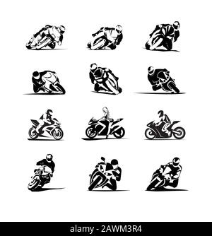 Extrem Motorrad Rider Vector eps Set 12x Stock Vektor