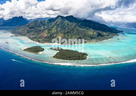 Lagunen im Nordwesten von Moorea, Moorea, Französisch-Polynesien Stockfoto
