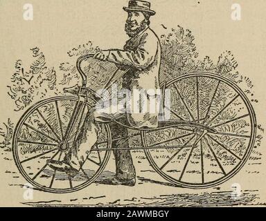 Räder und Rad; ein unverzichtbares Handbuch für Radfahrer mit über zweihundert Abbildungen . Hobby-Horse-182. Der Velocipede von 1866; aber Anfang des Jahres 1892 wurde untersucht, dass der angeniale Scotchman etwa um das Jahr 1840 Fahrhebel auf Amachine des Draisinen-Typs angewendet hatte. Dieser Mann war Peter, Patrick oder (wie die meisten Zeugen denken) KirkpatrickMcMillan. An ihn erinnert eine Reihe zischter bekannter, die sich sowohl hinsichtlich der Tatsache einig sind, dass er ein Fahrgeschirr auf seine Maschine aufgetragen hat, als auch HINSICHTLICH DER GESCHICHTE DES FAHRRADS. 43 folglich könnten sie viel schneller reisen als jene, die sie sind Stockfoto