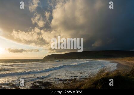 Dunaverty Bay mit Blick auf Mull of Kintyre, Schottland Stockfoto