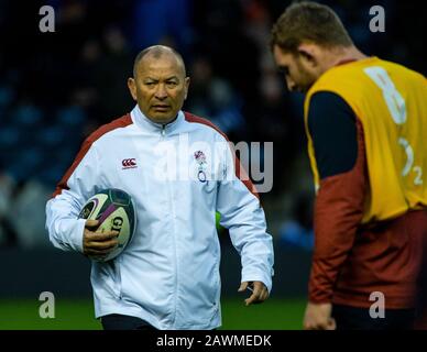 Rugby Union Scotland / England - Murrayfield Stadium, Edinburgh, Schottland, UK Pic Shows: England Manager, Eddie Jones, vor dem Start als Scotlan Stockfoto