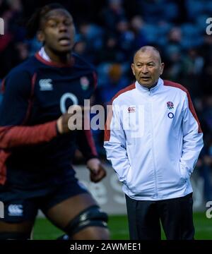 Rugby Union Scotland / England - Murrayfield Stadium, Edinburgh, Schottland, UK Pic Shows: England Manager, Eddie Jones, vor dem Start als Scotlan Stockfoto