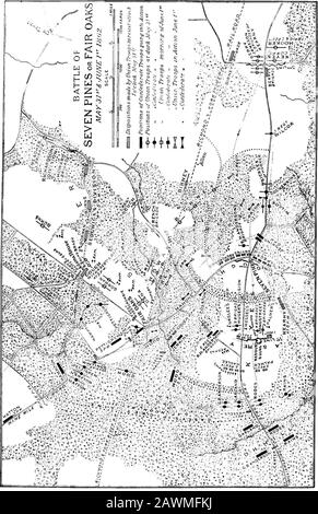 Geschichte des Fünfundachtzig. Regiments Pennsylvania Volunteer Infantry 1861-1865 [Electronic Resource]: Umfasst eine authentische Erzählung von Caseys Division in der Schlacht von Seven Pines . iamsburg- roWessells Camp, dessen westlicher Rand nur wenige östlich entlang der südlichen Seite der Straße lag. Der Osthousehaus stand noch und wurde während des sumners von Ififie besetzt. Die Eidgenossen besetzten den Ort Ofhad, zwischen drei und vier Oclomonday Morning, 2. Juni. Obwohl drei ICbiekahominy River keine Truppen aus Anvat zu jeder Zeit während der Schlacht. Wessells Camp?k, Samstag afti?orps of Stockfoto