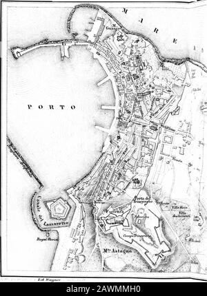 Italien: Handbuch für TravellersFirst, Norditalien. Enichino, und Kopien seiner Freskenbilder im Dom. Das von Bibiena dekorierte Theater, einst eines der Zölienbratter Italiens, wurde kürzlich neu errichtet. Papst Clemens VIII. (Aldobrandini) war 1536 bom bei Fano. Die erste Druckpresse mit arabischen Typen wurde hier 1514 auf Kosten von Papst Julius II. Eingerichtet Eine gute Straße führt von Fano mit Fossombrone nach Urbino, eine weitere führt über den Furlo-Pass nach Fossato, auf der Linie von Ancona nach Rom. Hinter Fano überquert der Zug die breite und impetuousMetauro, den alten Metaurus, celeb Stockfoto