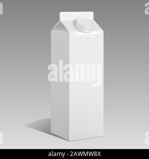 Eine Schachtel Milch auf grauem, isoliertem Hintergrund. Paket. Vektor eps10. Stock Vektor