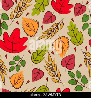 Herbst helle Blätter Vektor nahtloses Muster Stock Vektor