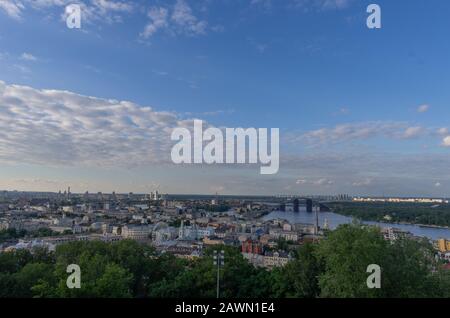 View of Kyiv from a height. Kyiv and the Dnieper River. Stockfoto