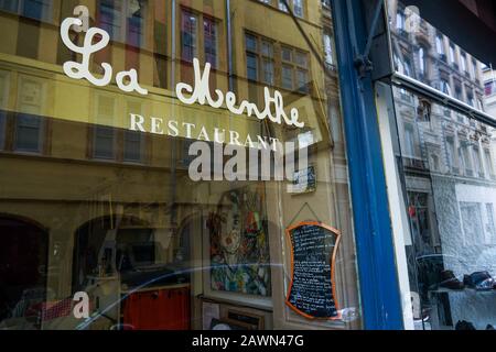 Restaurant La Menthe, Lyon, Frankreich Stockfoto