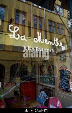 Restaurant La Menthe, Lyon, Frankreich Stockfoto