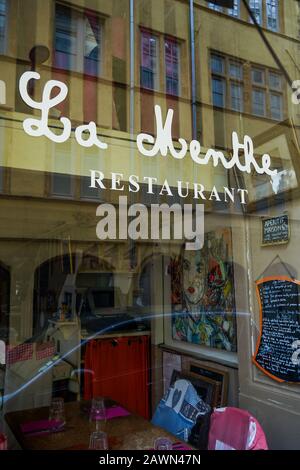 Restaurant La Menthe, Lyon, Frankreich Stockfoto