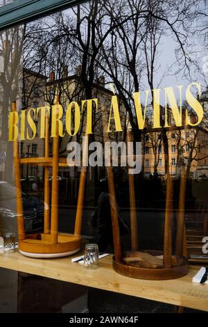 Weinbar, Lyon, Frankreich Stockfoto