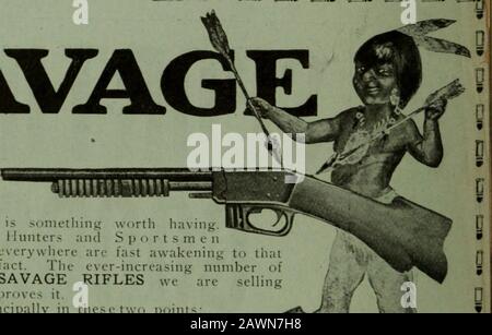 Kingston Stadtverzeichnis von Juli 1907 bis Juli 1908, einschließlich Verzeichnissen von Barriefield, Cataraqui, Garden Island und Portsmouth. . !AVA.i. Ist es Wert zu haben, so erwachen die Unten und die Sportsmenewhere schnell zum ThatI Act. Zinn- immer mehr SAVAGE-GEWEHRE, die wir uns auszeichnen.Savage Safety liegt hauptsächlich in diesen beiden Punkten:Savage Rifles sind Hammerless-th ERES nichts zu fangen.Es gibt eine Sicherheitsvorrichtung, die den Mechanismus verriegelt, der an den schützen betrieben werden kann.Diese Hammerless Funktion ist exklusiv bei uns. Wann;t conie&gt; to ntlo-thc SAVAGE i- different.LITTLE SAV Stockfoto