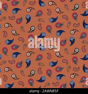 Vector Paisley Seamless Pattern Element. Klassische Struktur mit Blumenmuster für Stoff. Stock Vektor