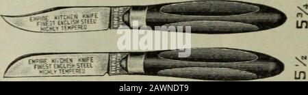 Die Boston Cooking School Zeitschrift für kulinarische Wissenschaft und Hauswirtschaft . Das EMPIRE KITCHEN KNIEE Hochpolierte RubberoidFinished Handhabt das eingetragene US-Patentamt für EMPIRE-MARKEN. I SEIN Küchenmesser hat eine Klinge, die vom feinsten Besteckstahl, hochgehärtet und gemahlen bis zu einer sehr keulenbespannten Kante vorgeformt ist. Es ist ein Messer, das geschnitten wird. Für den Verkauf durch p11-Händler. Wenn nicht gefunden, schließen Sie 25c für einen per Post ein. Sole MANUFACTURERS The Empire Knife Co. Winsted, Conn. EST. 1856 Summer School of Cookery UND VACATION OUTING KOMBINIERT Stockfoto