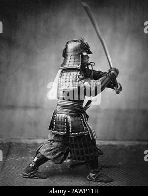 1860 Ca, Japan: SAMURAI, im japanischen üblicherweise Bushi oder Buke genannt, waren die militärischen Adelstitel des mittelalterlichen und frühneuzeitlichen Japan. Foto vorbei Stockfoto