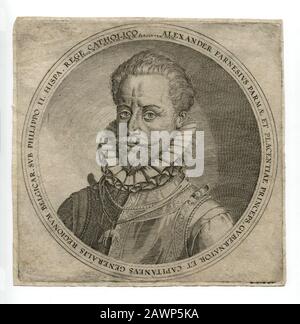 1578 : Der italienische Fürst ALESSANDRO FARNESE Duca di Parma e Piacenza (* 1545; † 1592), im Porträt graviert Gouverneur der spanischen Niederlande vom 15 Stockfoto