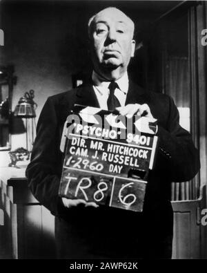 1960 , 29. januar , HOLLYWOOD , USA : ALFRED HITCHCOCK ( London , 1899 - Los Angeles , 1980 ), feierte Trilling Filmregisseur , PSYCHO ( 19 Stockfoto