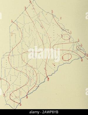 Klimatologische Daten, South Carolina. PITTSBURG, PA. Wetter/BÜRO am 26. Dezember 1908 V &gt; o O HJ .S z;&lt;! Z o. NovkMnrn, Iihis CLlMATOLiHilCAL KKKIH)!;!: SOlTIl CAKOLINA SKCTIOX KH V. S. DLvrARTMKNT OV AC.RlClI/Riri. KLIMATOLOGISCHE SLIRVICE VON THK WETTER BURILVU. ZENTRALSTELLE: WASHINGTON, D. C. SOUTH CAROLLNFL SECTION.J. W. BAUER. Abschnittsleiter ROL. XI Columbia, S. C, November 1908. Nr. 10. ALLGEMEINE ZUSAMMENFASSUNG. Mit einer Ausnahme lag die mittlere Tenii)eratur an jedem Bahnhof über tlienormal, die Abfahrten reichten von weniger als einem Grad bis über sechs Grad. Dieser Monat war Stockfoto