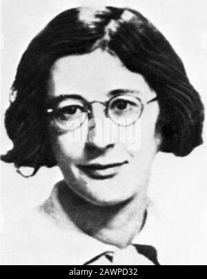 1942: Die französische Schriftstellerin SIMONE WEIL ( Paris, Wab.: Wab.: Wab.: London, 1943), als sie in New York war - SCRITTORE - SCRITTRICE - LETTERATURA - LITERATUR - L Stockfoto