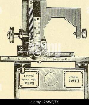 Das Mikroskop; eine Einführung in mikroskopische Methoden und in die Histologie. Abb. 68.. Abb. 68a. Abb. 68, 68a. Zwei Formen der abnehmbaren mechanischen Bühne von Leitz. 68 ist etwas, was komplexer und teurer ist. Beide haben die wünschenswerten Eigenschaften, die in 12J. 7O LABOR A TORY-MIKROSKOPE [CH. II Stockfoto