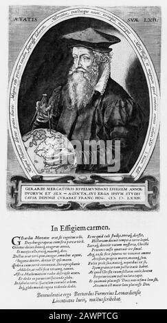 1574 : Gerardus Mercator, geboren 1512 in Rupelmonde in der Habsburger Grafschaft Flanderns ( Belgien ), Heiliges Römisches Reich, starb 1594 in Duisburg, United Du Stockfoto