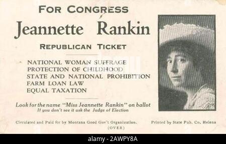 Für Den Kongress Jeannette Rankin Republican Ticket. Stockfoto