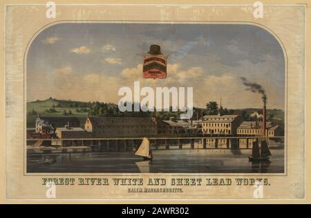 Forest River White and Sheet Lead Works, Salem, Massachusetts - F.F. Oakley's Lithl 204 Washn. St., Boston. Stockfoto