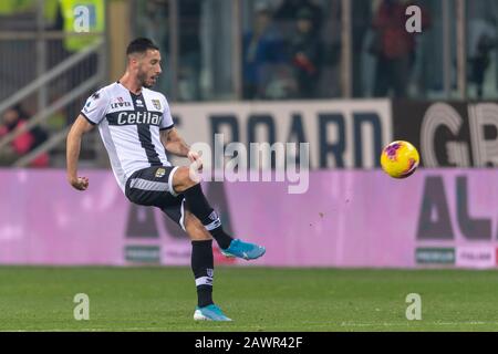 Mattia Sprocati (Parma) beim italienischen Spiel "erie A" zwischen Parma 0-1 Lazio im Ennio Tardini Stadium am 09. Februar 2020 in Parma, Italien. Kredit: Maurizio Borsari/AFLO/Alamy Live News Stockfoto