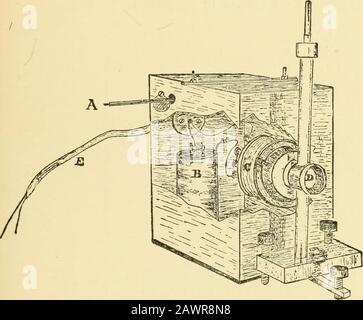 Signalgebung durch den Raum ohne Kabel: Als Beschreibung der Arbeit von Hertz und seinen Nachfolgern. Außen gewöhnliches Galvanometer, bleibt es fast so empfindlich wie * Fitzgerald mir sagt, dass er auch mit Kohlenstoff erfolgreich war. Myexperience ist, dass der Detektor umso empfindlicher und störender ist, je weniger oxidierbar das Metall ist. Herr Robinson hat mich nun zu einem Ahydrogenvakuumrohr aus Messingfilzen gemacht, das die kohärentere Feindlichkeit schlägt. Juli 1894. HERTZ VORTRAG. 35 es war vorher (fast, nicht ganz), denn der Kreislauf nimmt Tauben auf und sie laufen entlang des isolierten WIr Stockfoto