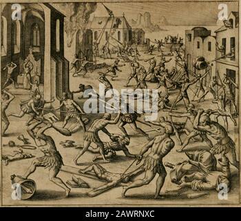 Amerika, das ist, die Erfindung vnd Offenbahrung der neuen Welt: §jonnes Völcker, Gestalt, Sitten, Gebräuch, Policey vnd Gottesdienst . mit ihren giff pfeilen me ^renf^ eili ^ ) dmmer(icf) vmb,^& feind jhrer trenig V>on Diefen Gitrometnitetljen§ 'men in vrung/^ ©'den 'mandre'^.^•£@^ ©le^abenauclji^ren^rtrrimünDgornöberDiecnempfinDlie^e Dinge au^ge(aj] en/>§fe;p)dufer3"6,ttijf ^(n)(t angefloffen /die ct ÄiVc^en ond ^Idfler Dergeriffen / die ©Icrf Stockfoto