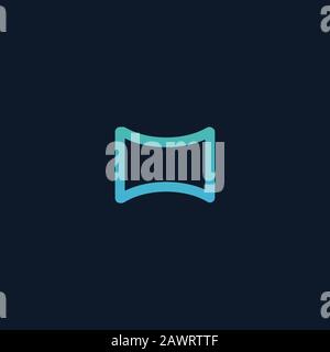 Outline-Symbol für Panorama-Ansicht. Lineares Stilzeichen für mobiles Konzept und Webdesign. Darstellung des Stock-Vektors auf blauem Hintergrund isoliert. Stock Vektor