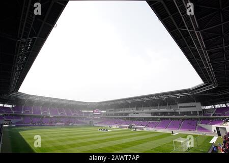 Kameoka, Kyoto, Japan. Februar 2020. Allgemeiner Blick auf das Sanga Stadium von KYOCERA, 9. Februar 2020 - Fußball/Fußball: 2020 J.League Preseason Match zwischen Kyoto Sanga F.C. 2-3 Cerezo Osaka im Sanga Stadium von KYOCERA in Kameoka, Kyoto, Japan. Credit: SportsPressJP/AFLO/Alamy Live News Stockfoto