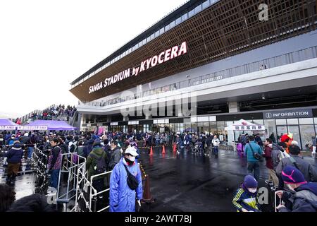 Kameoka, Kyoto, Japan. Februar 2020. Allgemeiner Blick auf das Sanga Stadium von KYOCERA, 9. Februar 2020 - Fußball/Fußball: 2020 J.League Preseason Match zwischen Kyoto Sanga F.C. 2-3 Cerezo Osaka im Sanga Stadium von KYOCERA in Kameoka, Kyoto, Japan. Credit: SportsPressJP/AFLO/Alamy Live News Stockfoto