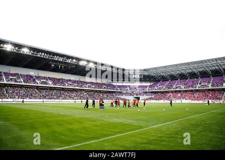 Kameoka, Kyoto, Japan. Februar 2020. Allgemeiner Blick auf das Sanga Stadium von KYOCERA, 9. Februar 2020 - Fußball/Fußball: 2020 J.League Preseason Match zwischen Kyoto Sanga F.C. 2-3 Cerezo Osaka im Sanga Stadium von KYOCERA in Kameoka, Kyoto, Japan. Credit: SportsPressJP/AFLO/Alamy Live News Stockfoto