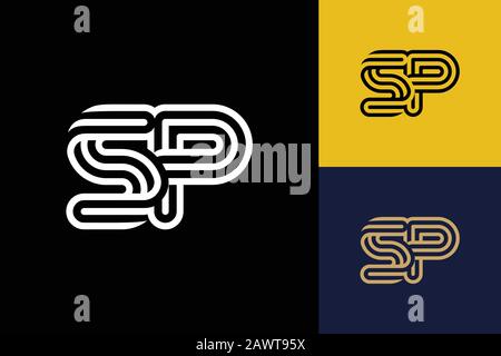 S- und P-Kombinationszeilen Letter Logo Creative Line Letters Designvorlage Stock Vektor