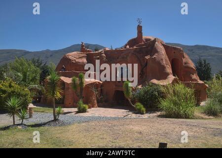 Das einzigartige Haus Casa Terracota, komplett aus Backnon, Villa de Leyva, Boyaca, Kolumbien Stockfoto