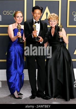 Hollywood, USA. Februar 2020. Hollywood, CA - 9. FEBRUAR: Anne Morgan, Kazu Hiro, Vivian Baker posiert im Presseraum während der 92. Jährlichen Oscarverleihung im Loews Hollywood Hotel am 9. Februar 2020 in Hollywood, Kalifornien. Foto: Christopher Victorio/imageSPACE Credit: Imagespace/Alamy Live News Stockfoto