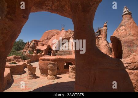 Das einzigartige Haus Casa Terracota, komplett aus Backnon, Villa de Leyva, Boyaca, Kolumbien Stockfoto