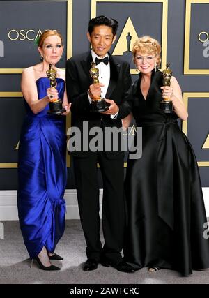 Hollywood, CA - 9. FEBRUAR: Anne Morgan, Kazu Hiro, Vivian Baker posiert im Presseraum während der 92. Jährlichen Oscarverleihung im Loews Hollywood Hotel am 9. Februar 2020 in Hollywood, Kalifornien. Foto: Christopher Victorio/imageSPACE/MediaPunch Stockfoto