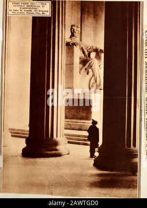 Statuen des Abraham Lincoln Memorial . 0 T-kJ/UT *   TP. * A. Foto. Lb Französisch. Erster PREIS (15 US-Dollar) - DAS LIXCOLX MEMORIAL IX WASHINGTON. Von John W. Arnold, 527 Kensing Ton Avenue, Kansas City, Mo.. #raburefMcture Sektion Stockfoto