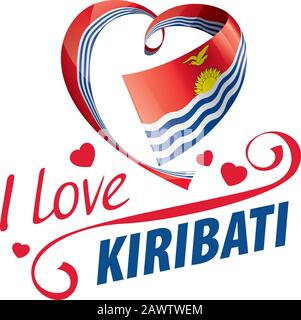 Nationalflaggen der Kiribati in Form eines Herzens und der Aufschrift "Ich liebe Kiribati". Vektorgrafiken Stock Vektor